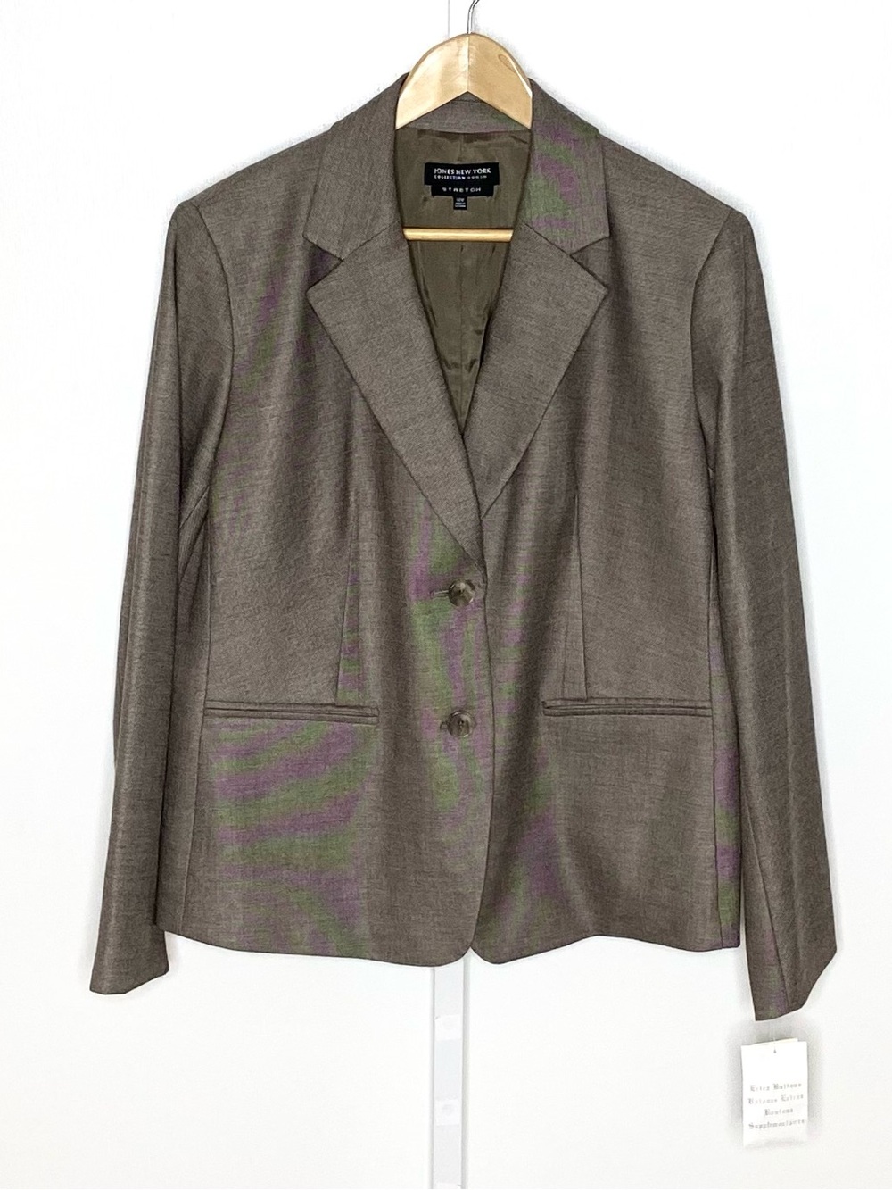 ✨NWT✨Jones New York | Shiitake Taupe/Grey/Brown Two-Button Blazer Sz 14W-Wide